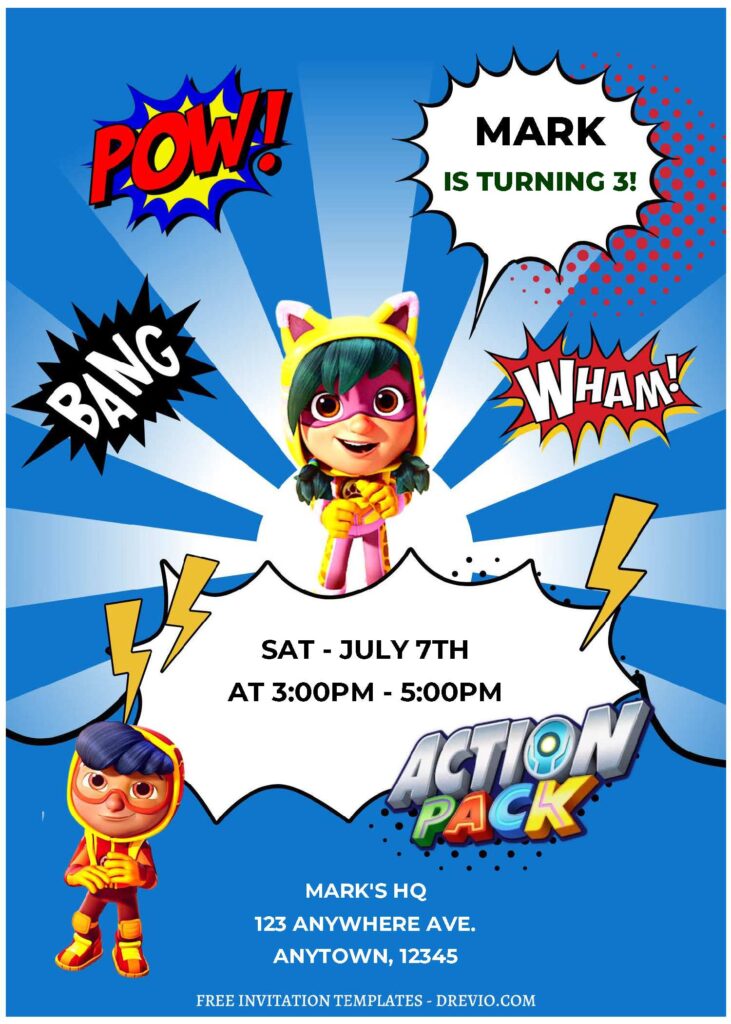 Invitation Template of (Free Editable PDF) Super Awesome Action Pack Superheroes Birthday Invitation Templates 2