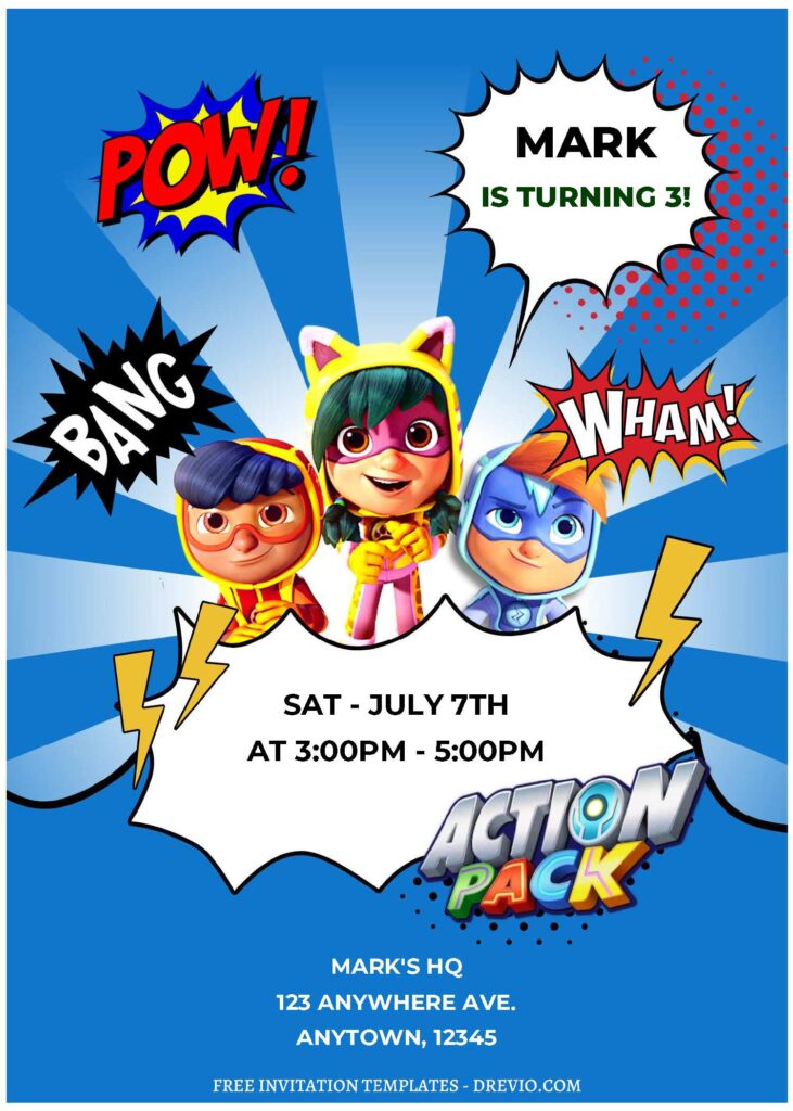 Invitation Template of (Free Editable PDF) Super Awesome Action Pack Superheroes Birthday Invitation Templates 1