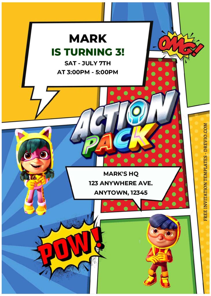 Invitation Template of (Free Editable PDF) Action Pack Superhero Birthday Invitation Templates 1