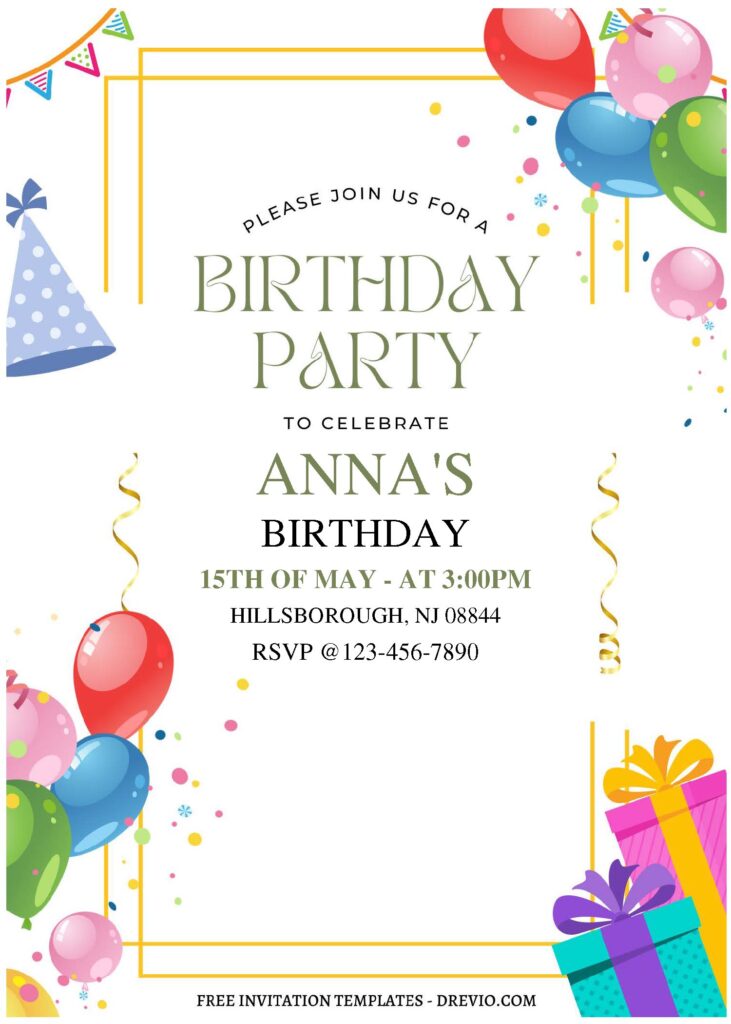 Invitation Template of (Free Editable PDF) Lovely Kids Birthday Party Invitation Templates 2