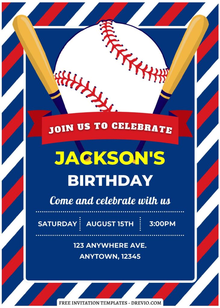 (Free Editable PDF) Baseball MVP Birthday Invitation Templates with baseball cork ball