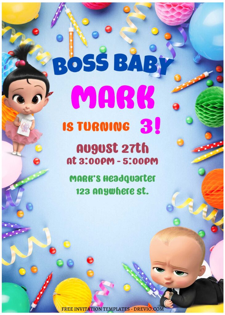 Invitation Template of (Free Editable PDF) Get Ready To Party Like Boss Baby Birthday Invitation Templates 3