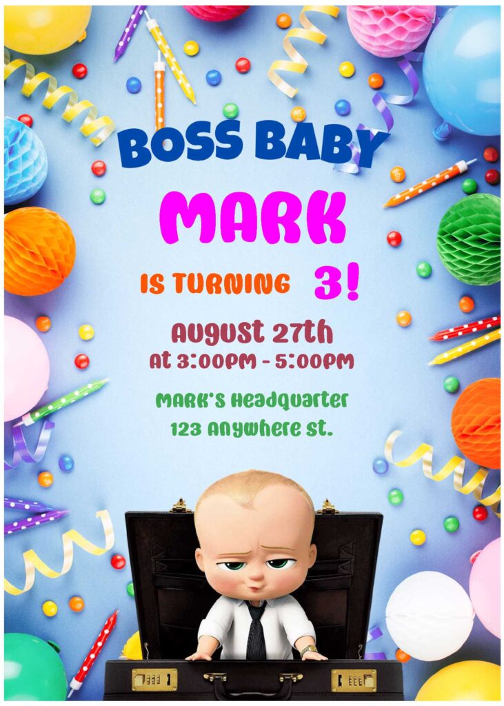 Invitation Template of (Free Editable PDF) Get Ready To Party Like Boss Baby Birthday Invitation Templates 1