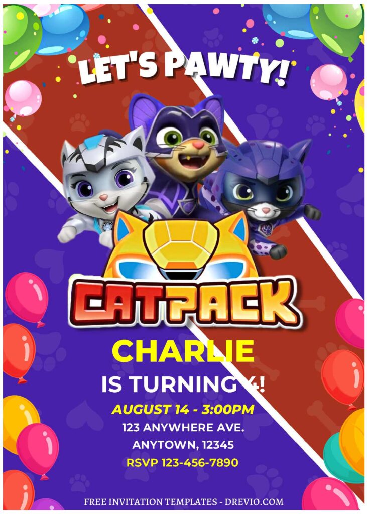 Invitation Template of (Free Editable PDF) Cheerful Cat Pack PAW Patrol Birthday Invitation Templates 1