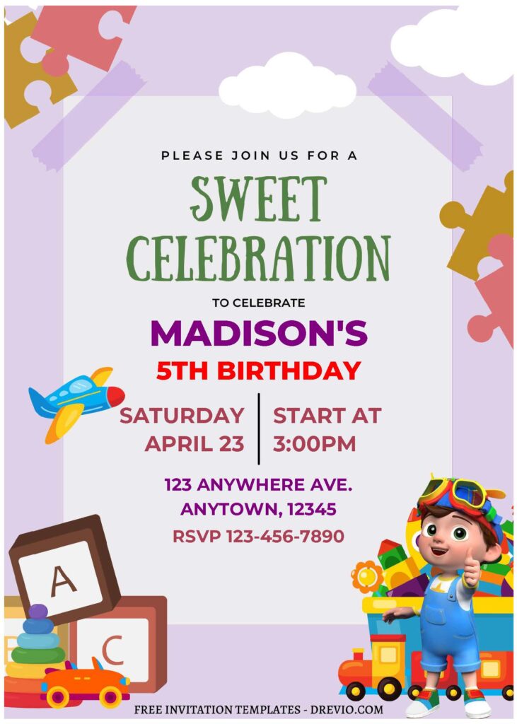 Invitation Template of (Free Editable PDF) Nursery Cocomelon Birthday Invitation Templates 2