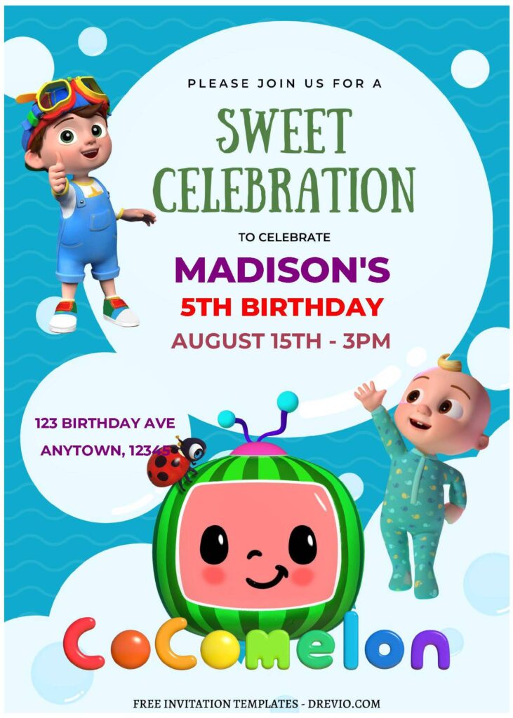 Invitation Template of (Free Editable PDF) Cheerful Cocomelon Birthday Invitation Templates 1