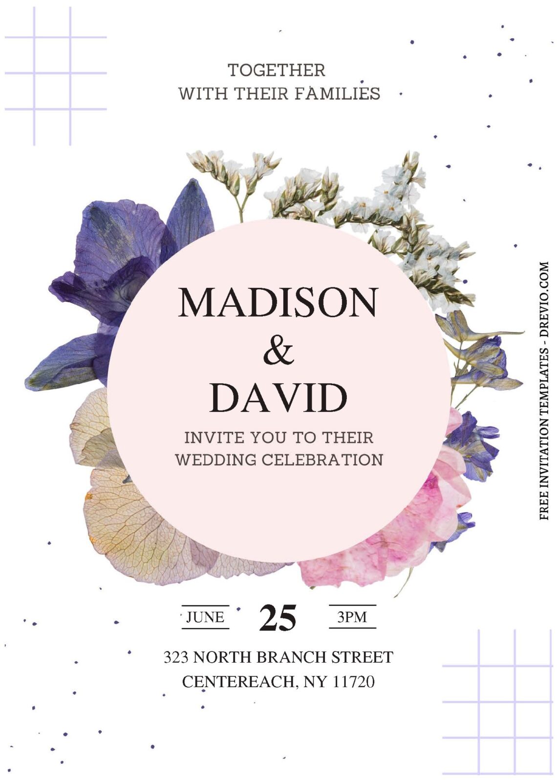 (Free Editable PDF) Modern Floral Elegance Wedding Invitation Templates C