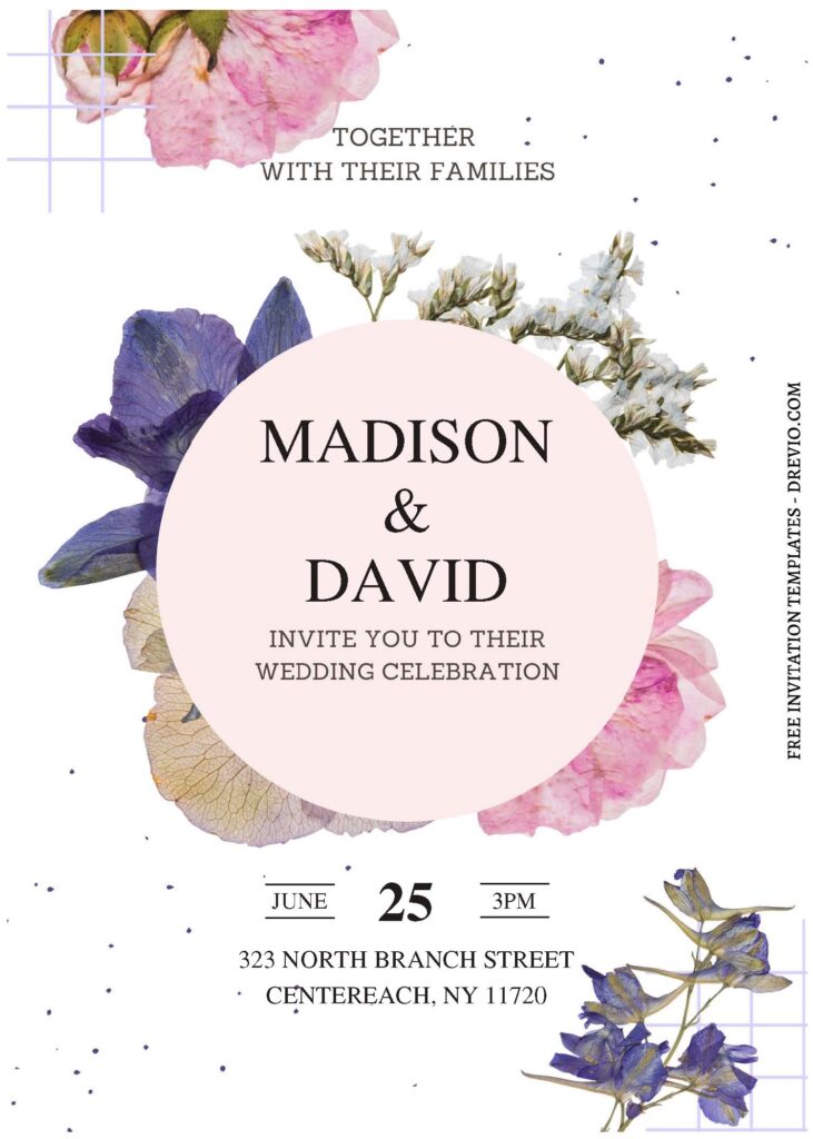 (Free Editable PDF) Modern Floral Elegance Wedding Invitation Templates with beautiful magnolia