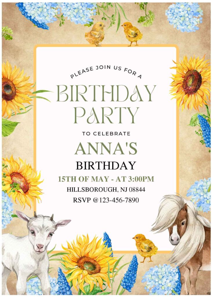 Invitation Template of (Free Editable PDF) Gorgeous Watercolor Floral Farm Birthday Invitation Templates 2