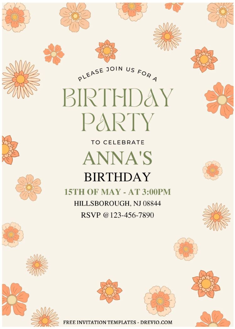 (Free Editable PDF) Daisy And Sunflower Birthday Invitation Templates ...