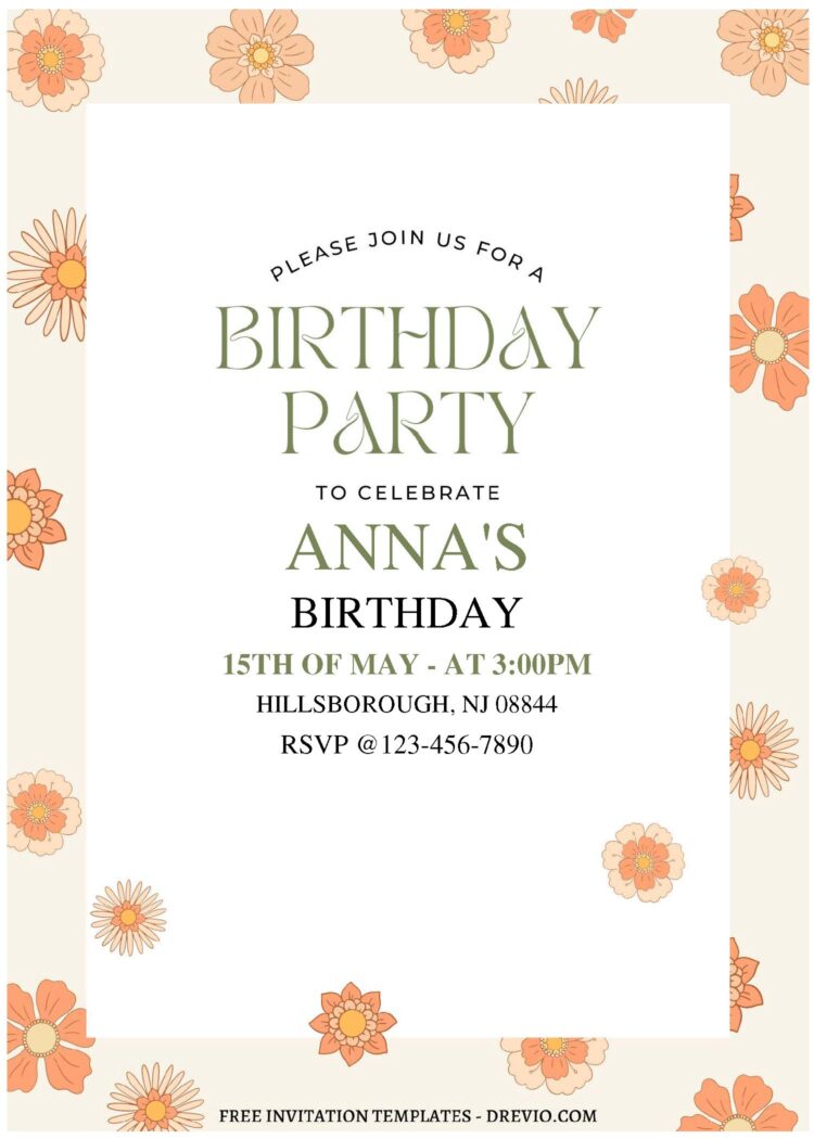 (Free Editable PDF) Daisy And Sunflower Birthday Invitation Templates ...