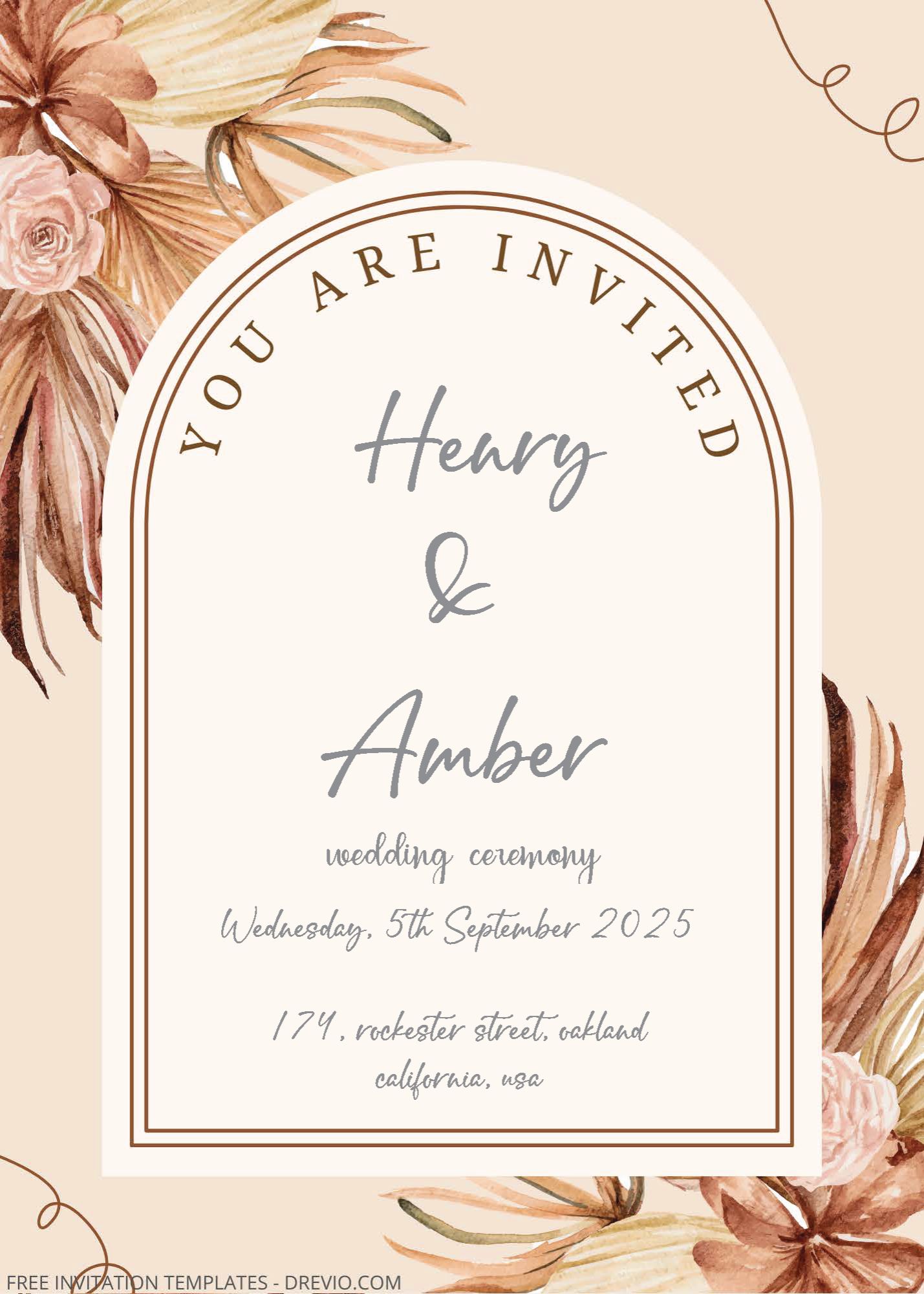 ( Free Editable PDF ) Autumn Bundle Wedding Invitation Templates Two