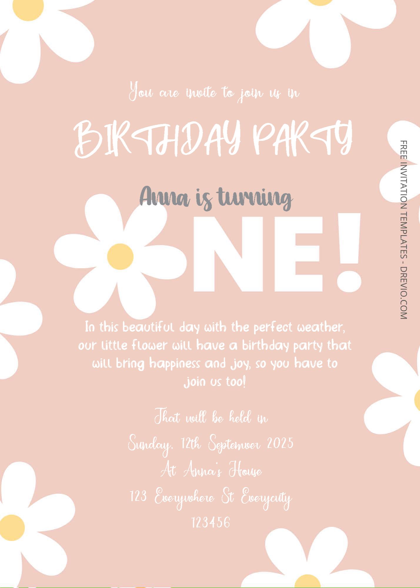 ( Free Editable PDF ) Blossoming Birthday Invitation Templates Three
