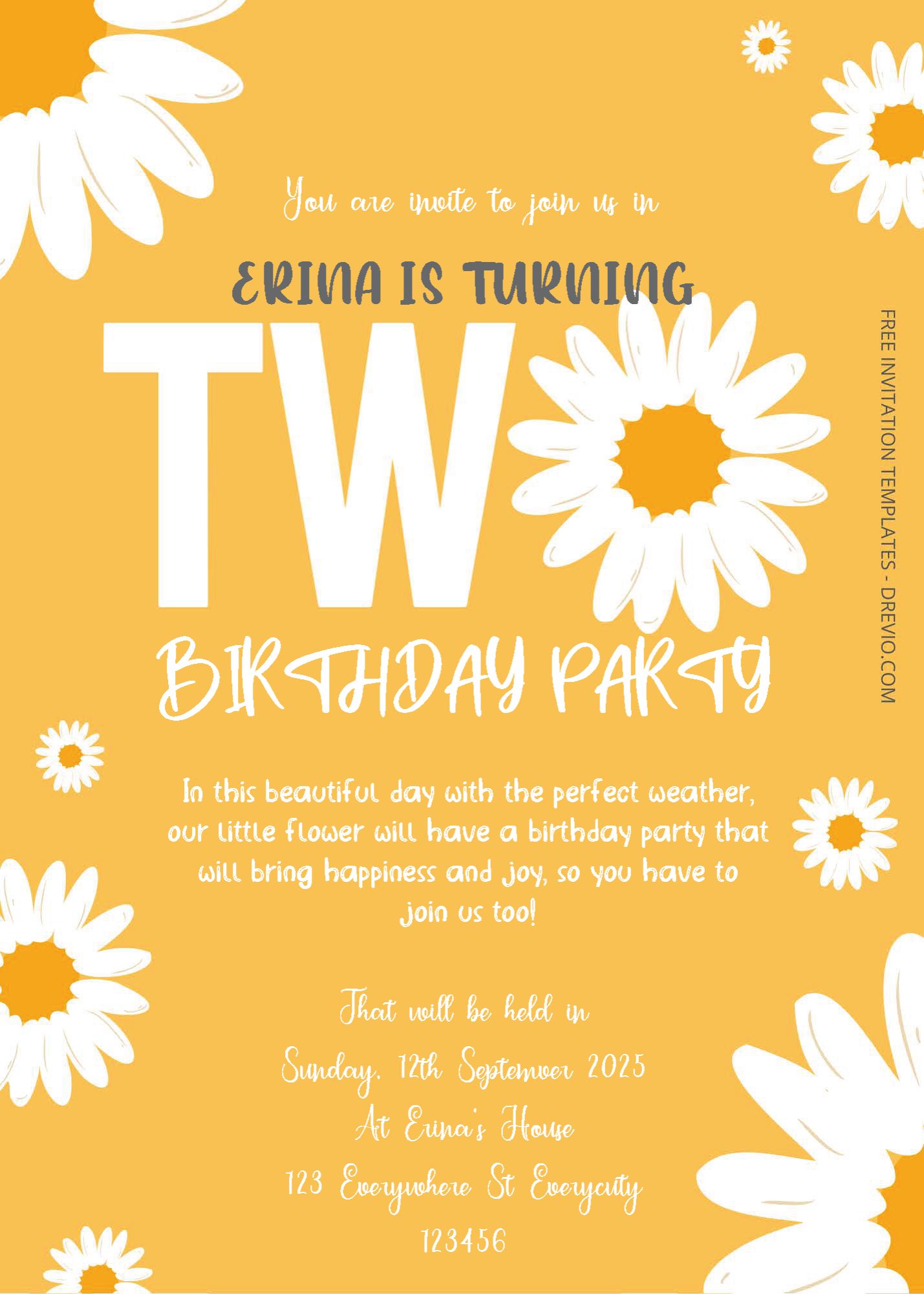 ( Free Editable PDF ) Blossoming Birthday Invitation Templates Two
