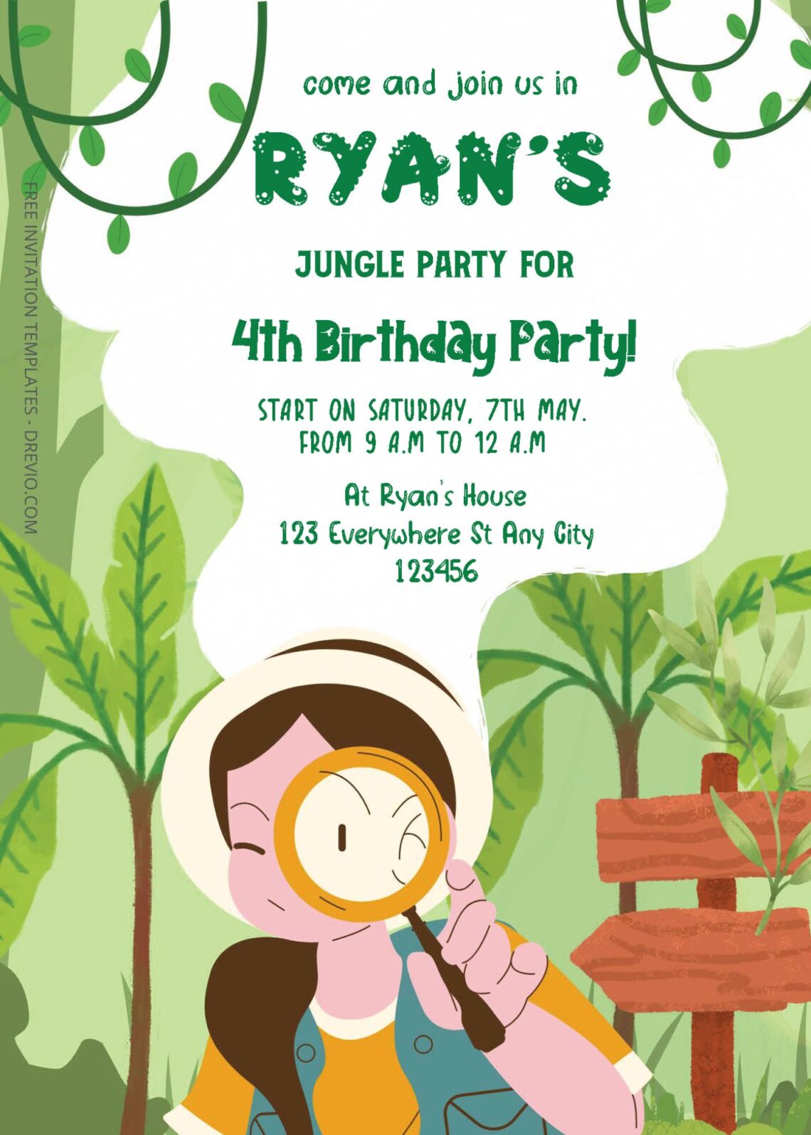 ( Free Editable PDF ) Into The Jungle Birthday Invitation Templates One