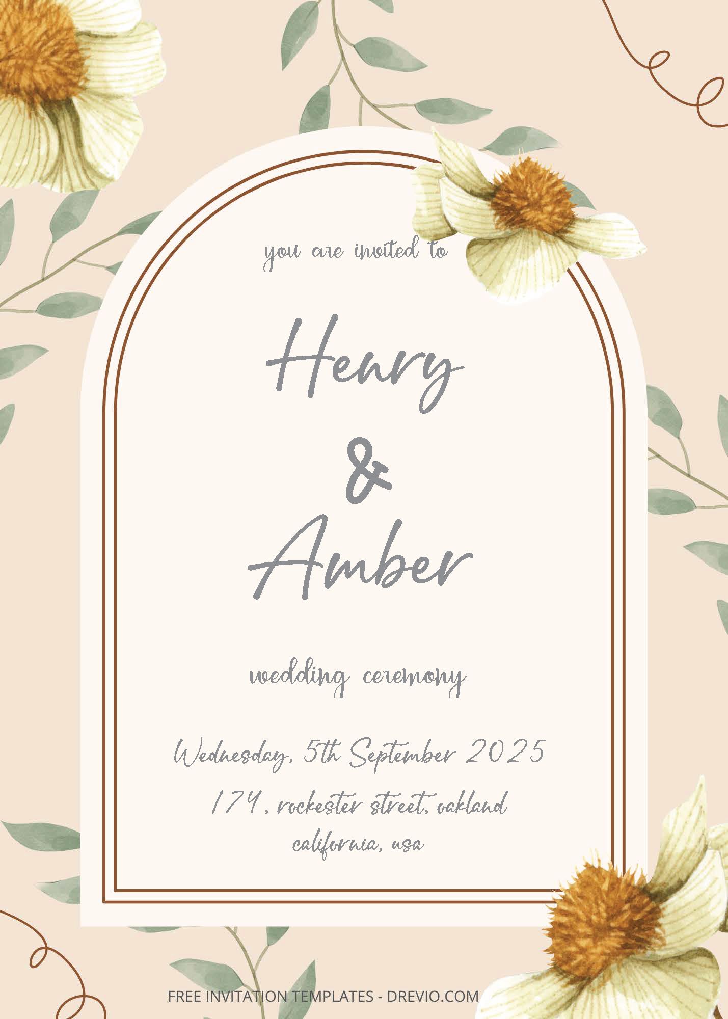 ( Free Editable PDF ) Little Floral Wedding Invitation Templates One