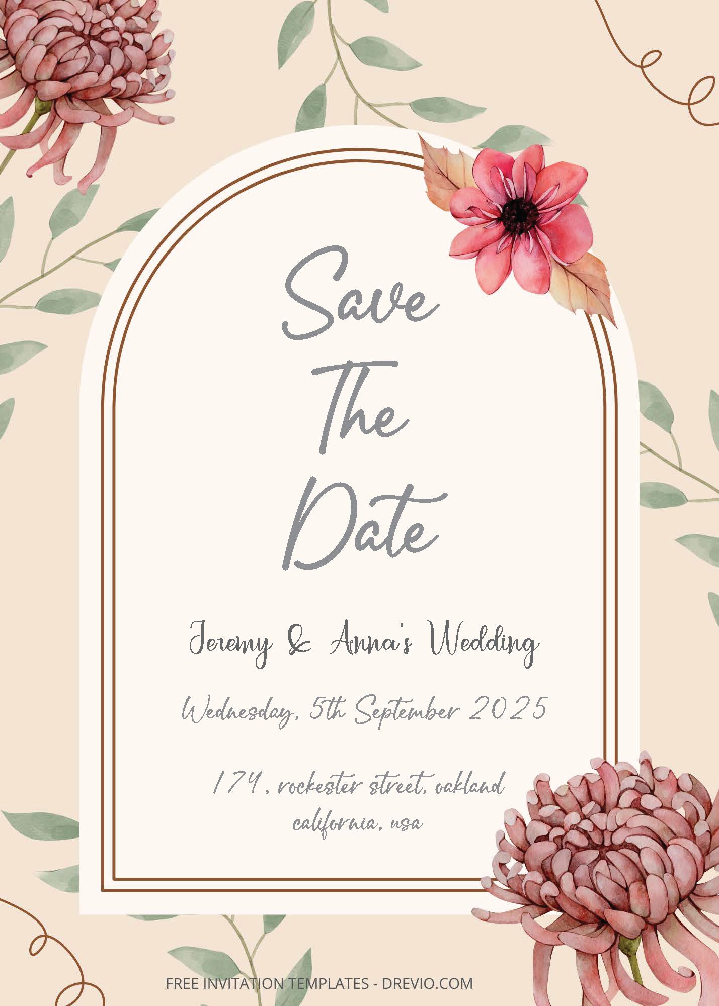 ( Free Editable PDF ) Little Floral Wedding Invitation Templates Three
