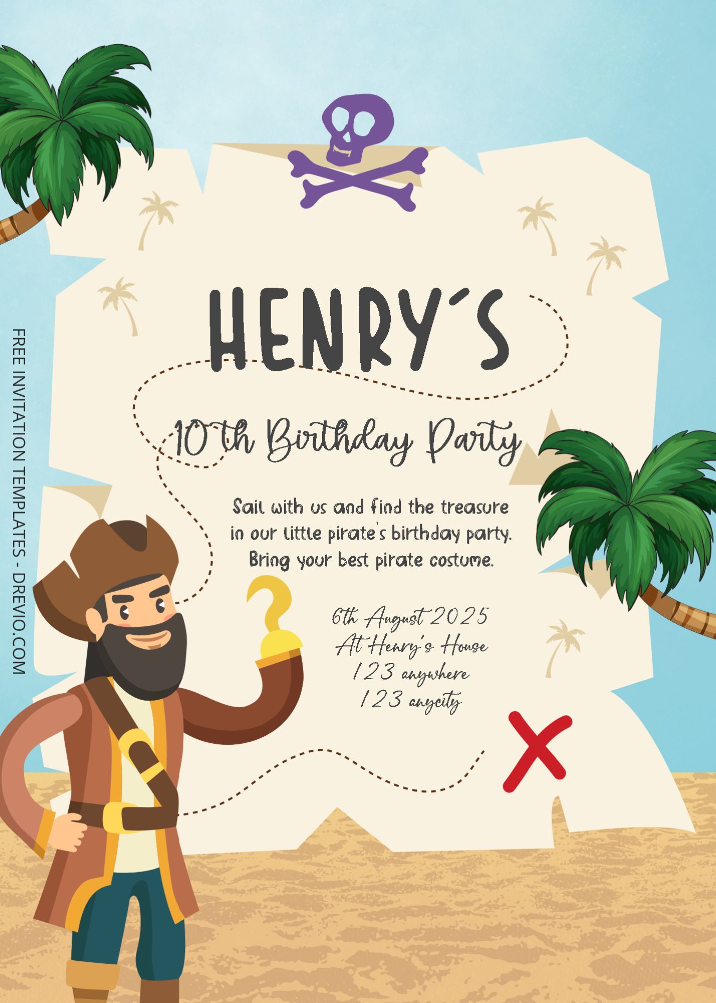 ( Free Editable PDF ) Little Pirate Birthday Invitation Templates Two
