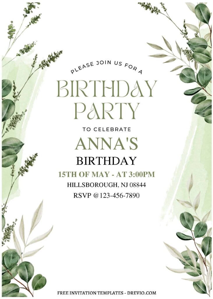 Invitation Template of (Free Editable PDF) Dusty Bohemian Greenery Birthday Invitation Templates 3