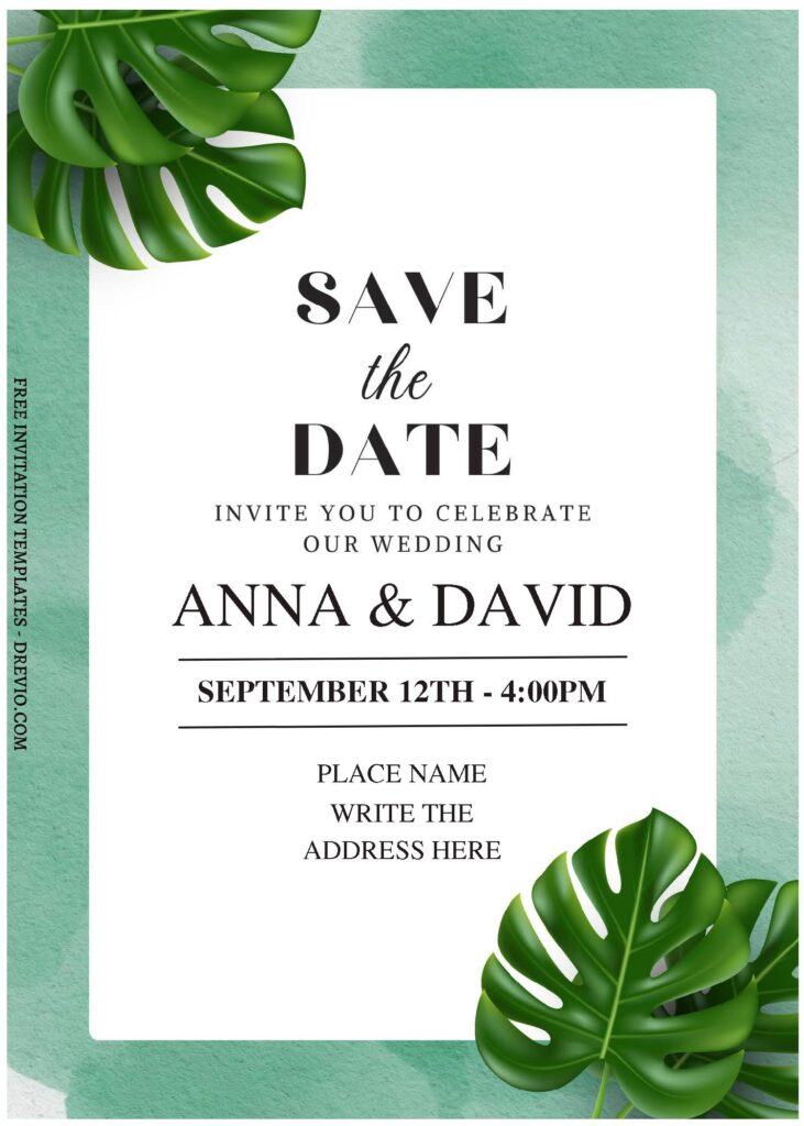 Invitation Template of (Free Editable PDF) Exotic Greenery Monstera Wedding Invitation Templates 1