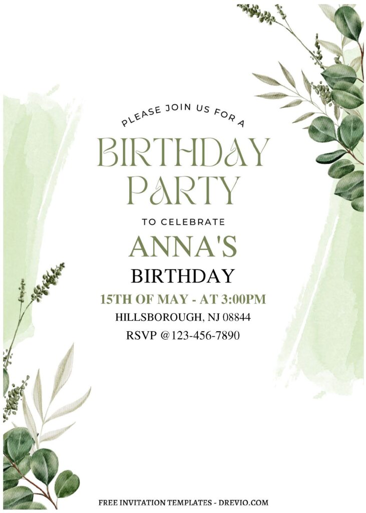 Invitation Template of (Free Editable PDF) Dusty Bohemian Greenery Birthday Invitation Templates 2