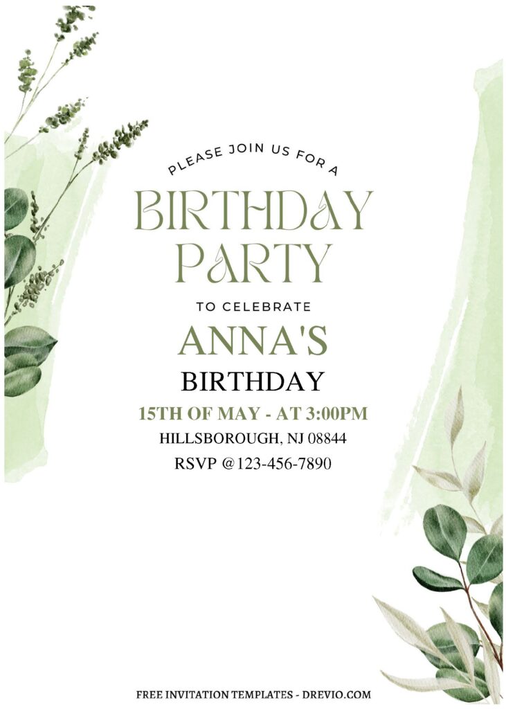 Invitation Template of (Free Editable PDF) Dusty Bohemian Greenery Birthday Invitation Templates 1