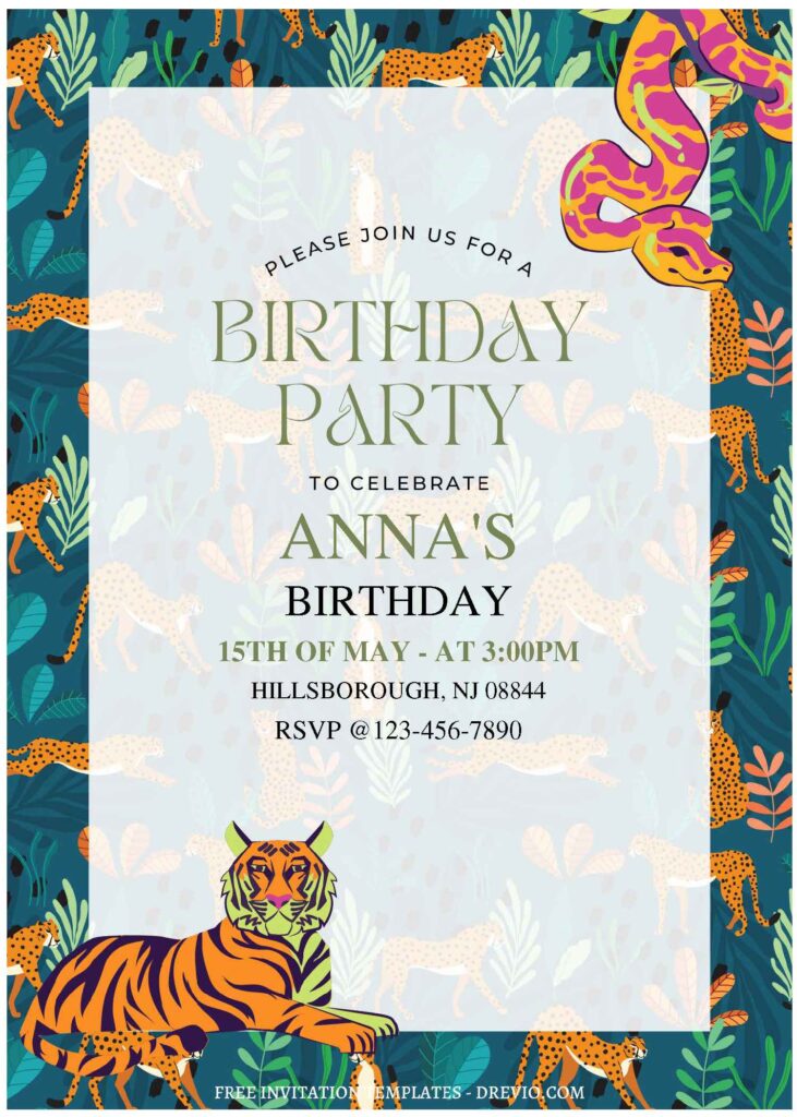 Invitation Template of (Free Editable PDF) Chic Jungle Animal Birthday Invitation Templates 3