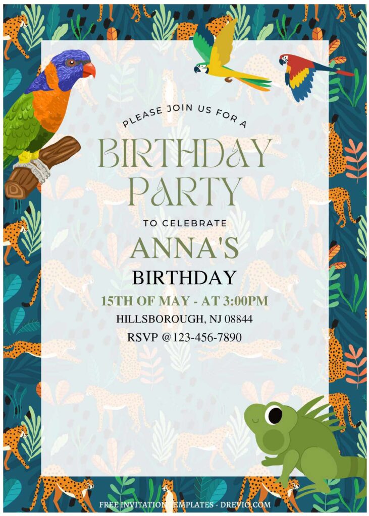 Invitation Template of (Free Editable PDF) Chic Jungle Animal Birthday Invitation Templates 2