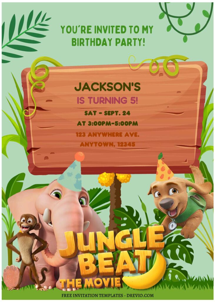 Invitation Template of (Free Editable PDF) Jungle Beat The Movie Birthday Invitation Templates 3