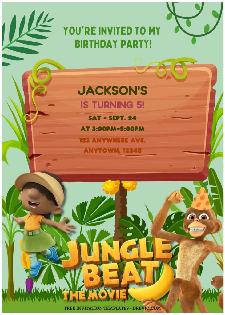 Invitation Template of (Free Editable PDF) Jungle Beat The Movie Birthday Invitation Templates 2