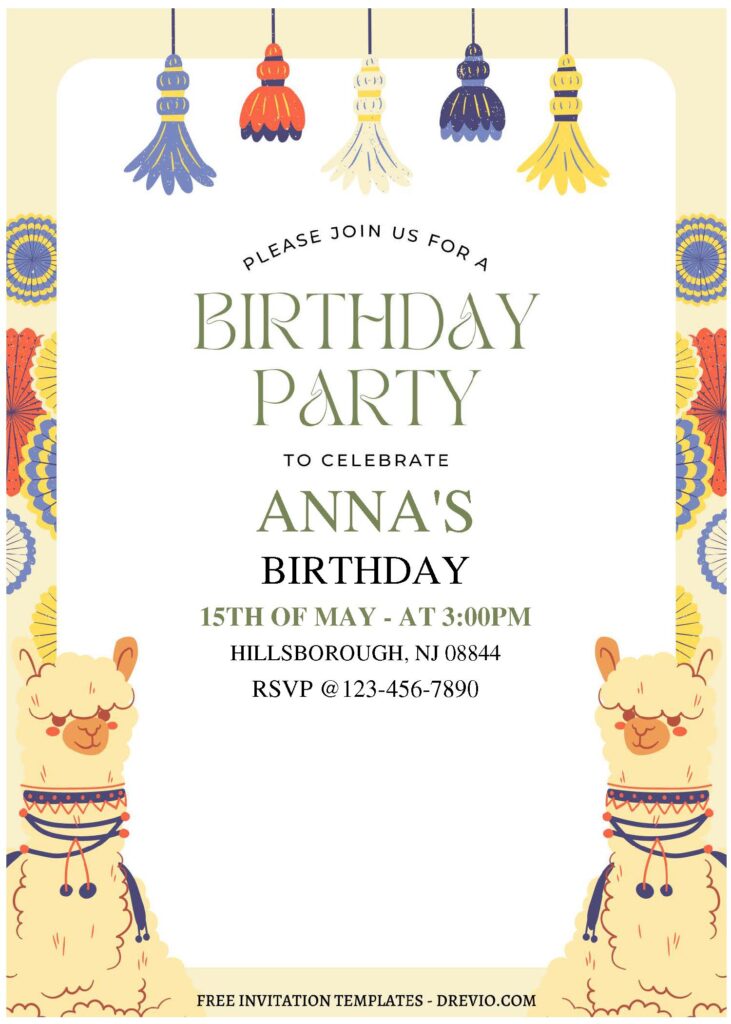 Invitation Template of (Free Editable PDF) Adorable & Chic Llama Birthday Invitation Templates 3