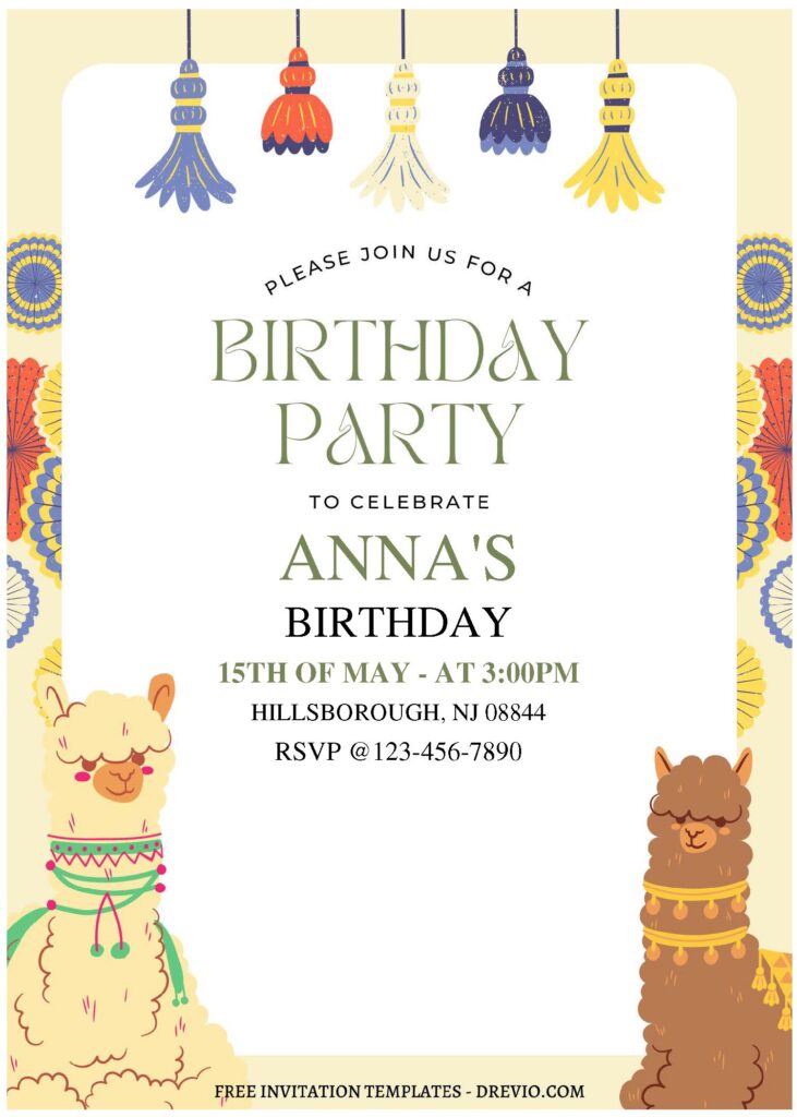 Invitation Template of (Free Editable PDF) Adorable & Chic Llama Birthday Invitation Templates 2