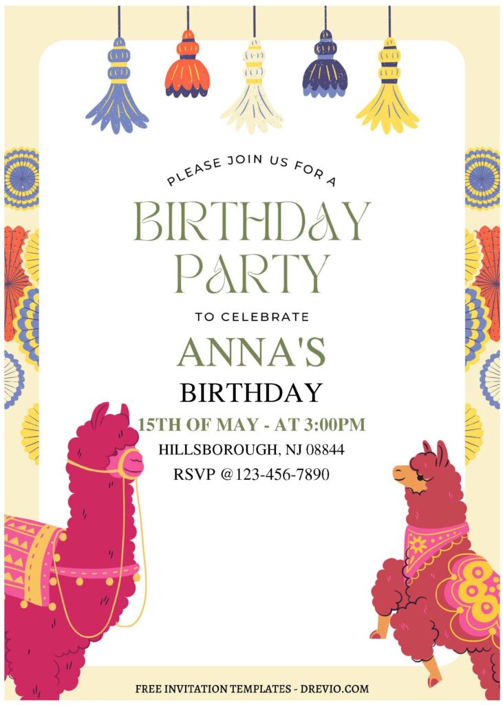 Invitation Template of (Free Editable PDF) Adorable & Chic Llama Birthday Invitation Templates 1