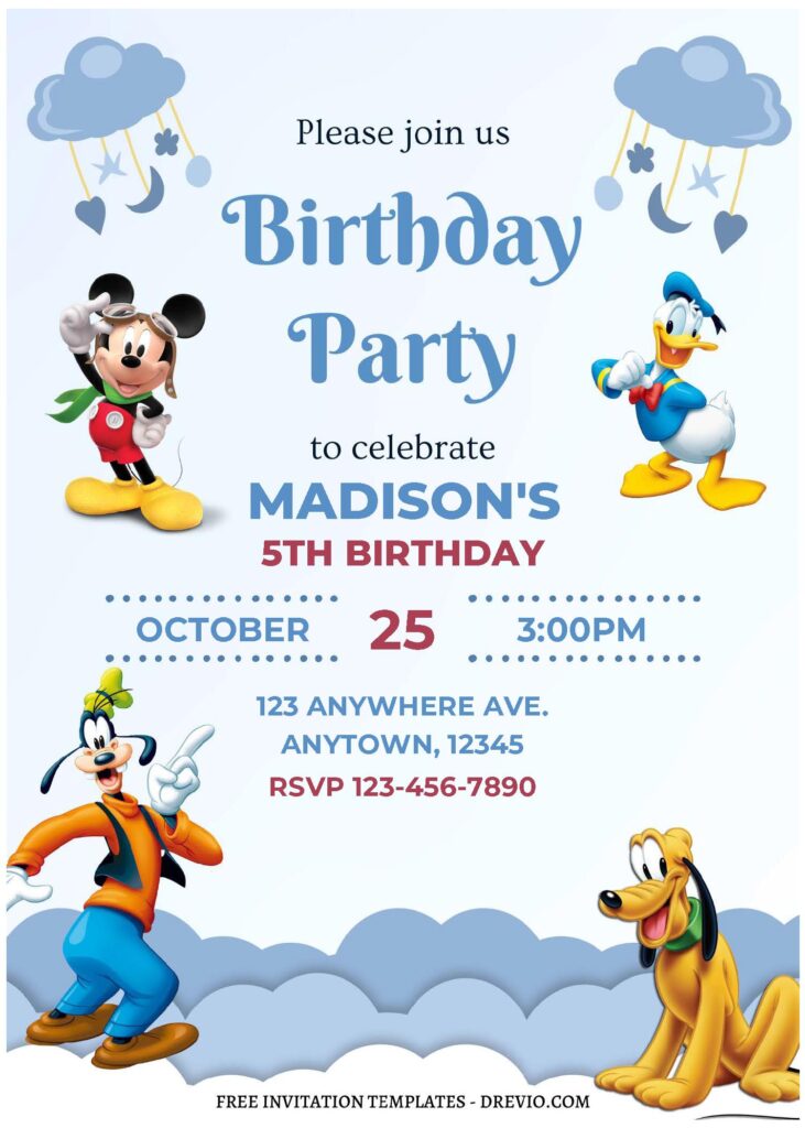 Invitation Template of (Free Editable PDF) Lovely Cute Mickey Mouse Birthday Invitation Templates 3