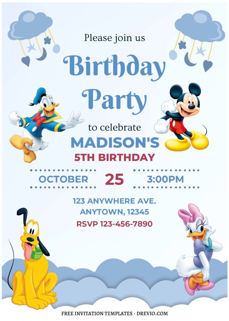 Invitation Template of (Free Editable PDF) Lovely Cute Mickey Mouse Birthday Invitation Templates 2