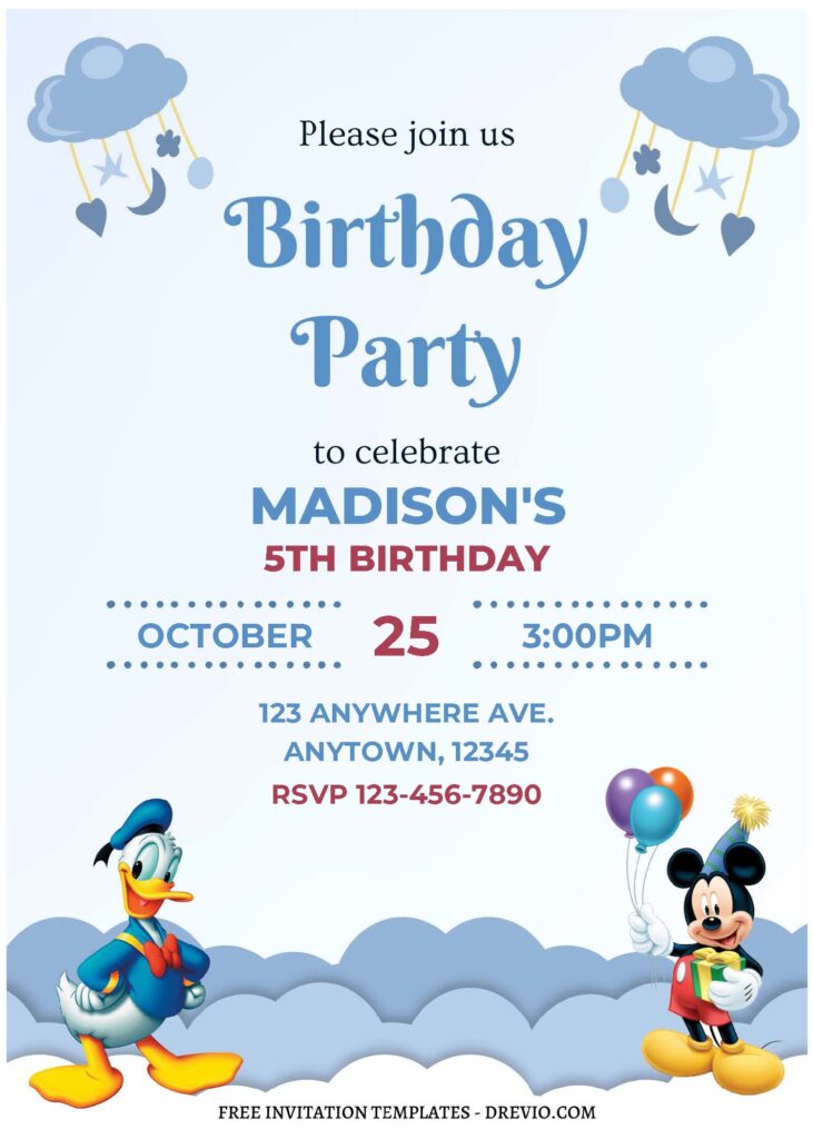 Invitation Template of (Free Editable PDF) Lovely Cute Mickey Mouse Birthday Invitation Templates 1