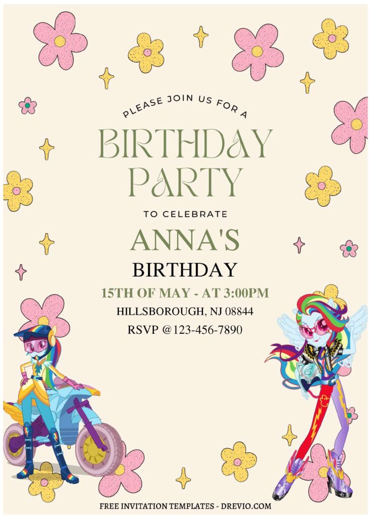 (Free Editable PDF) Magical Floral My Little Pony Birthday Invitation Templates A