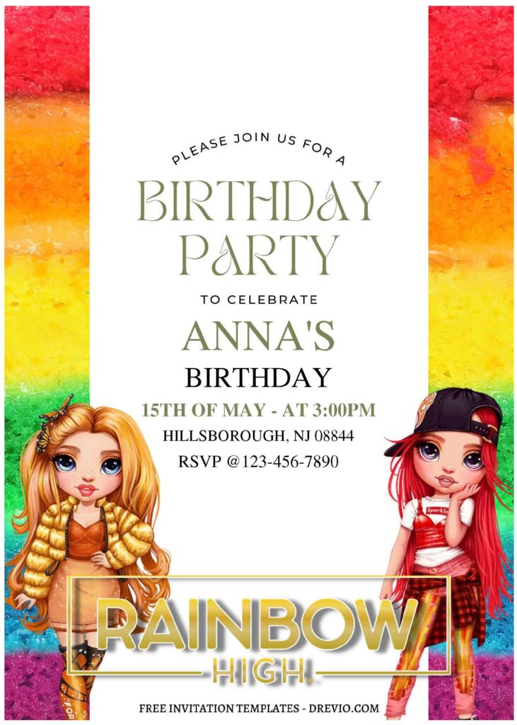 Invitation Template of (Free Editable PDF) Lovely Rainbow High Birthday Invitation Templates 3