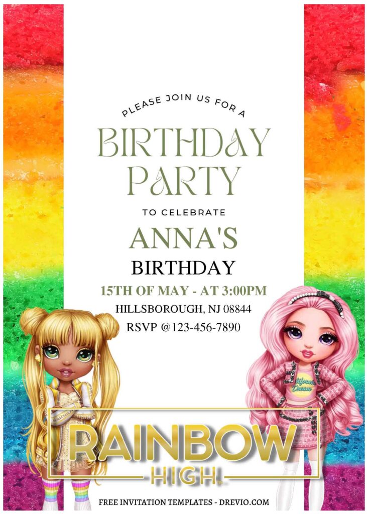 Invitation Template of (Free Editable PDF) Lovely Rainbow High Birthday Invitation Templates 2