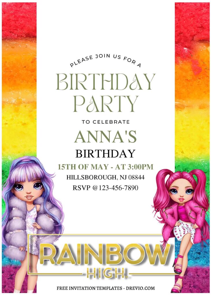 Invitation Template of (Free Editable PDF) Lovely Rainbow High Birthday Invitation Templates 1