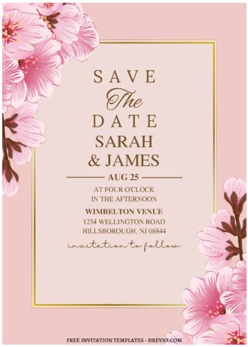 (Free Editable PDF) Charming Pastel Sakura Wedding Invitation Templates ...