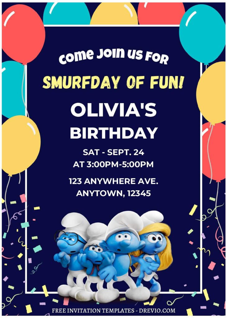 Invitation Template of (Free Editable PDF) Cheerful Smurfs Birthday Invitation Templates 1