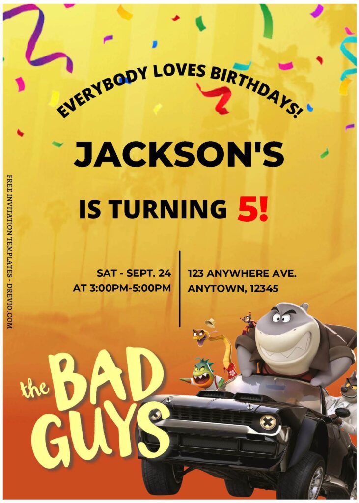 Invitation Template of (Free Editable PDF) The Bad Guys Birthday Invitation Templates 3