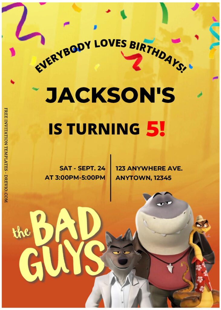 Invitation Template of (Free Editable PDF) The Bad Guys Birthday Invitation Templates 1