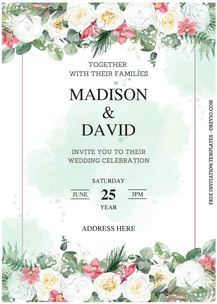 (Free Editable PDF) Dreamy White Floral Wedding Invitation Templates ...