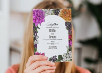 (Free Editable PDF) Romantic Spring Floral Wedding Invitation Templates