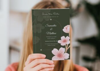 (Free Editable PDF) Fresh & Simple Floral Wedding Invitation Templates F