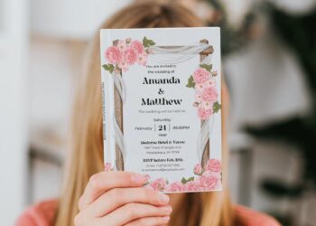 (Free Editable PDF) Botanical Arch Spring Floral Wedding Invitation Templates