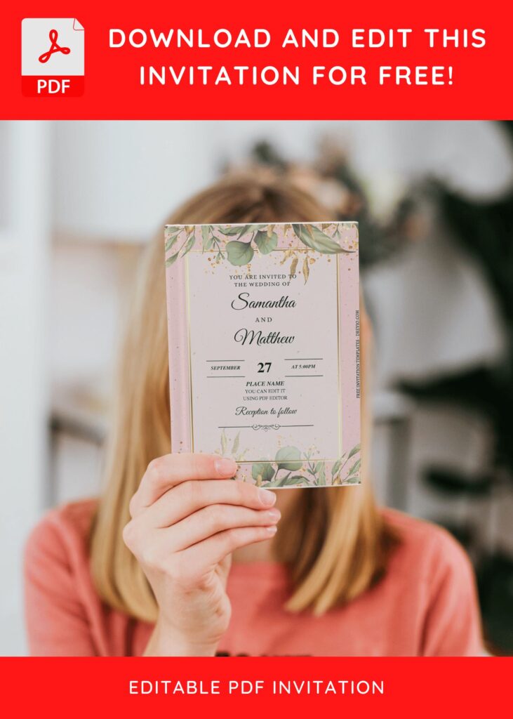 Invitation Template of (Free Editable PDF) Picturesque Vintage Greenery Wedding Invitation Templates 4