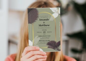 (Free Editable PDF) Olive Green Floral Wedding Invitation Templates